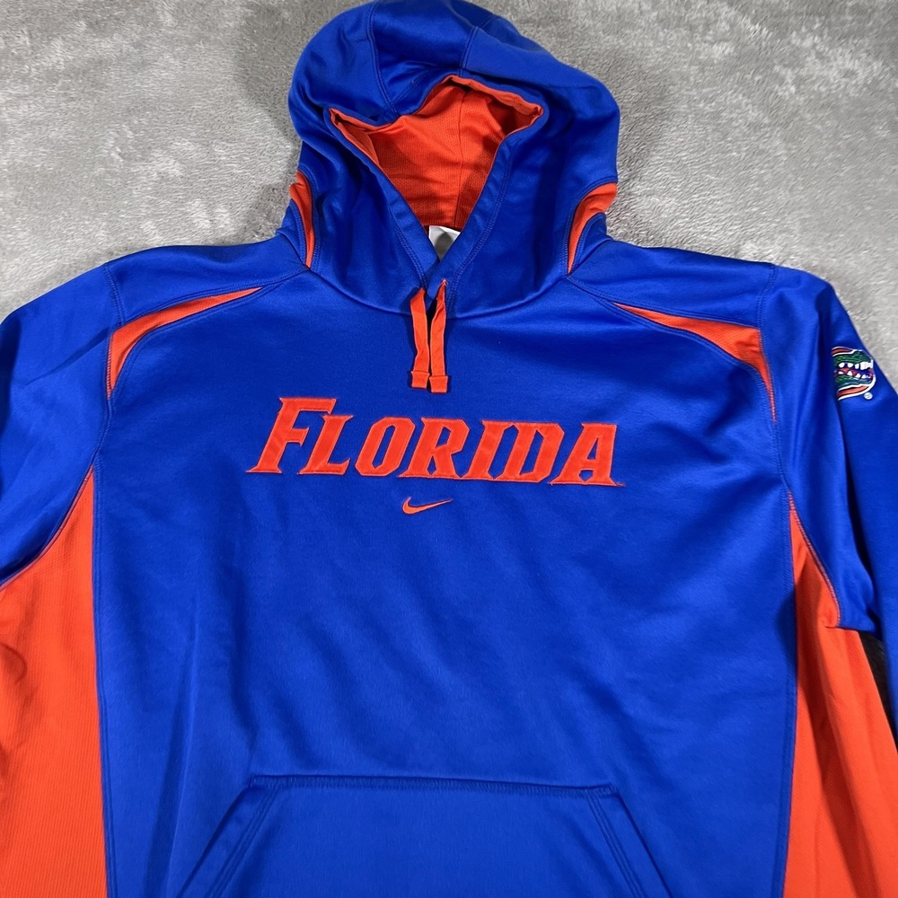 University of Florida Gators Nike Hoodie Mens XL Blue Orange Therma Fit Pullover